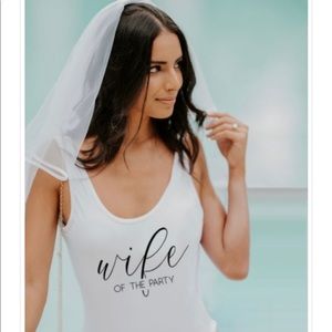 “Wife of the party” bachelorette party one piece swimsuit